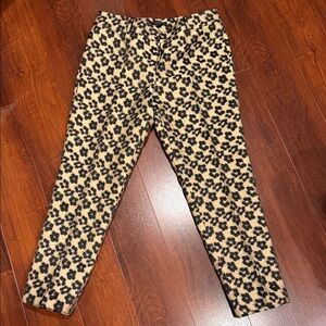 Ann Taylor Gold/Tan and Black Floral Jacquard Pants